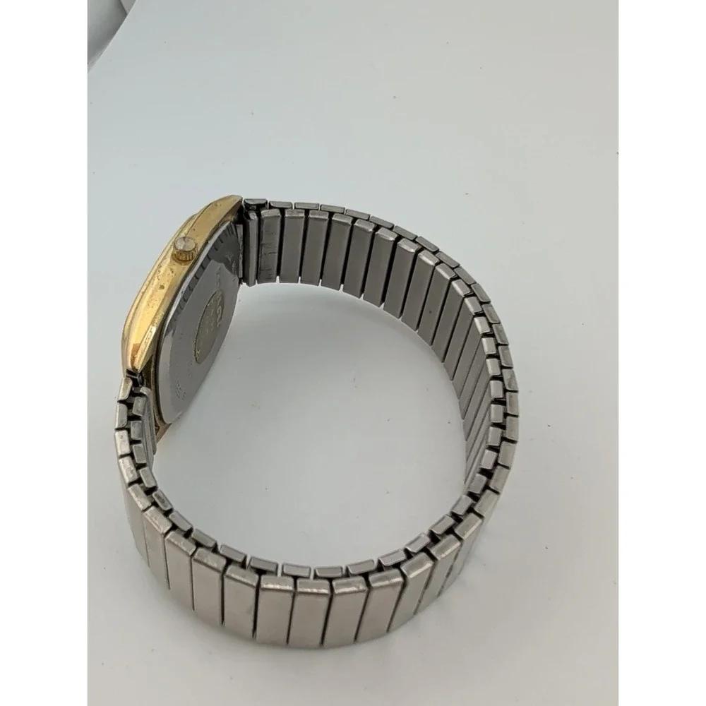 Milan Men's Watch 30mm Gold Case Silver Stretch Band- New Battery